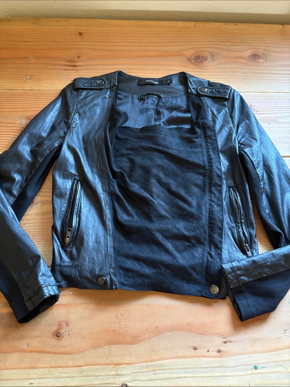 Women’s Black Leather Moto Jacket